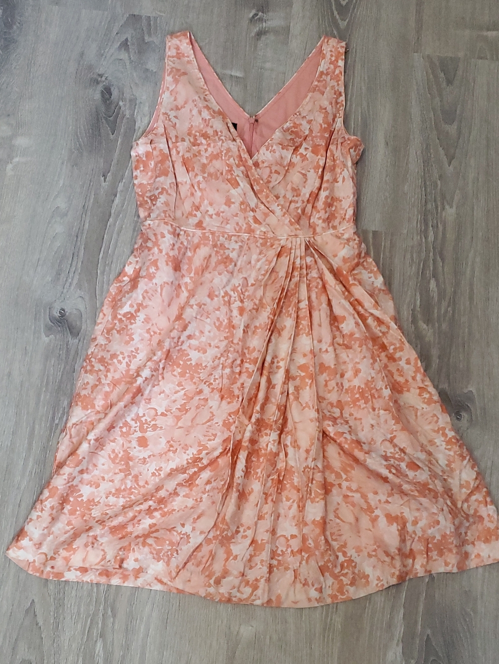 Talbots peach floral sleeveless silk/cotton dress